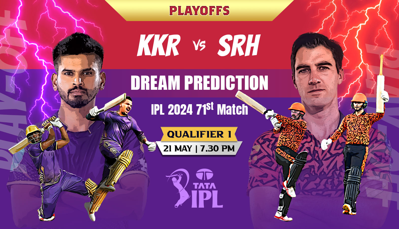 IPL-2024-KKR-vs-SRH-Match-Prediction-Fantasy-tips-Playing-11s-Pitch-and-Weather-Report-Injury-Update-and-Head-to-Head-Record