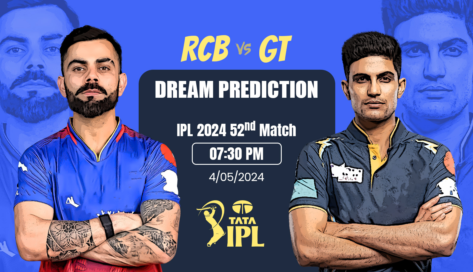 IPL-2024-RCB-vs-GT-Match-Prediction-Fantasy-tips-Playing-11s-Pitch-and-Weather-Report-Injury-Update-and-Head-to-Head-Record